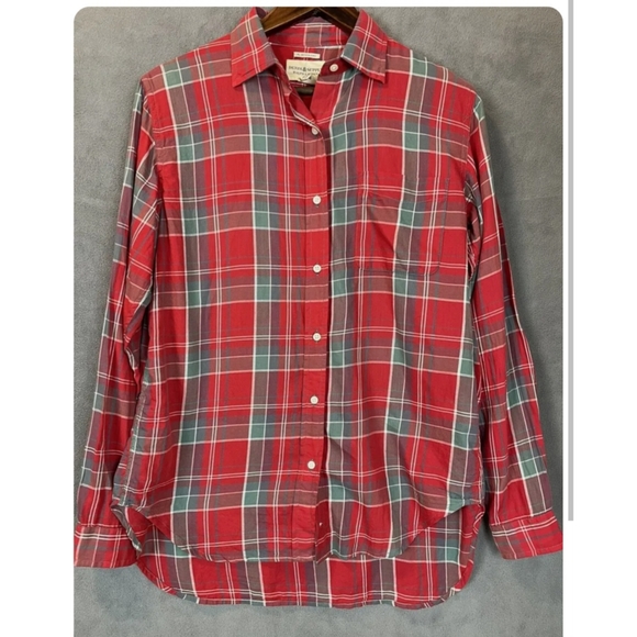 Ralph Lauren Denim & Supply RL Boyfriend Flannel Red Plaid Button Shirt Size XS - Picture 2 of 7